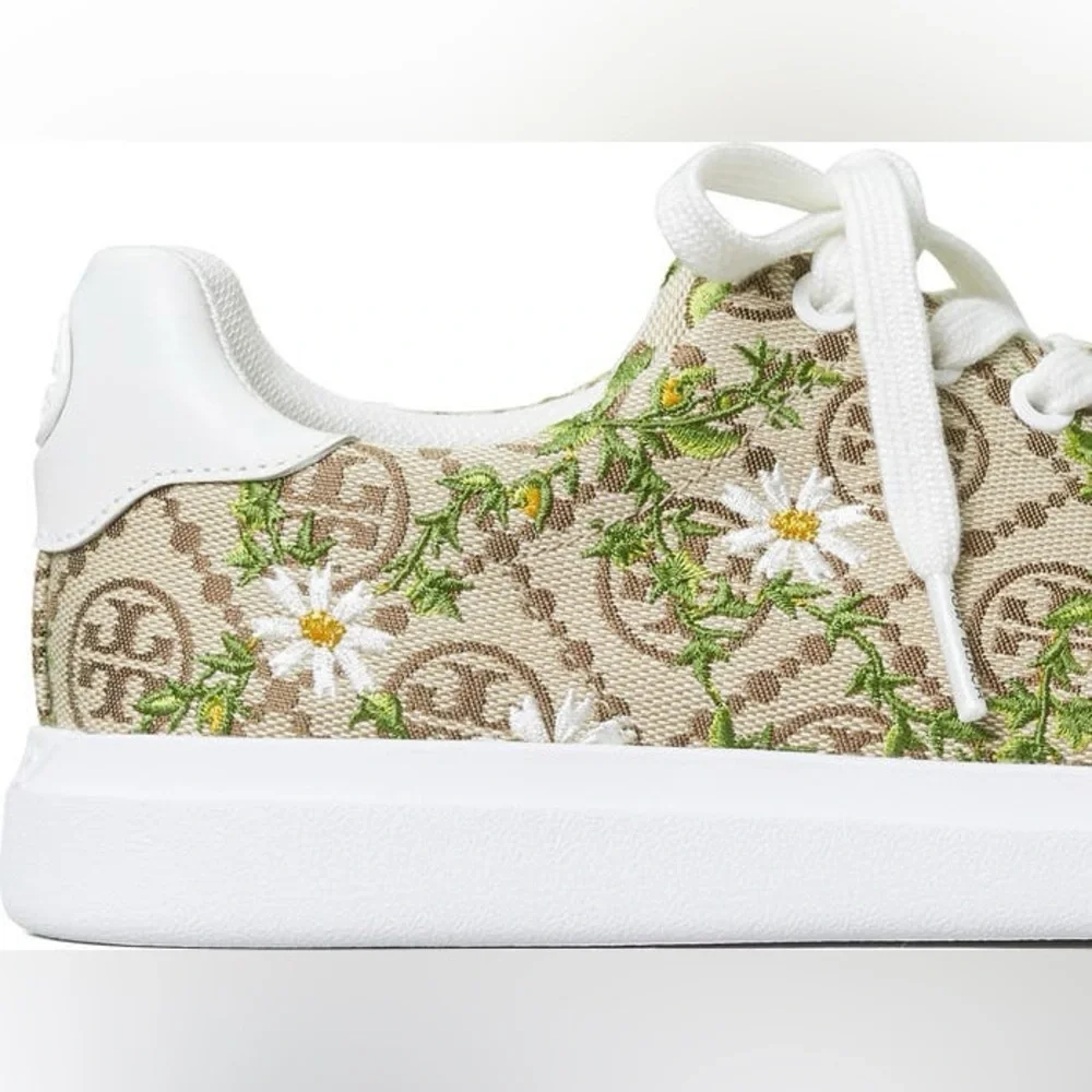 Tory Burch Howell Court Daisy Floral Sneakers Hazel/Snow White‎ Size 7